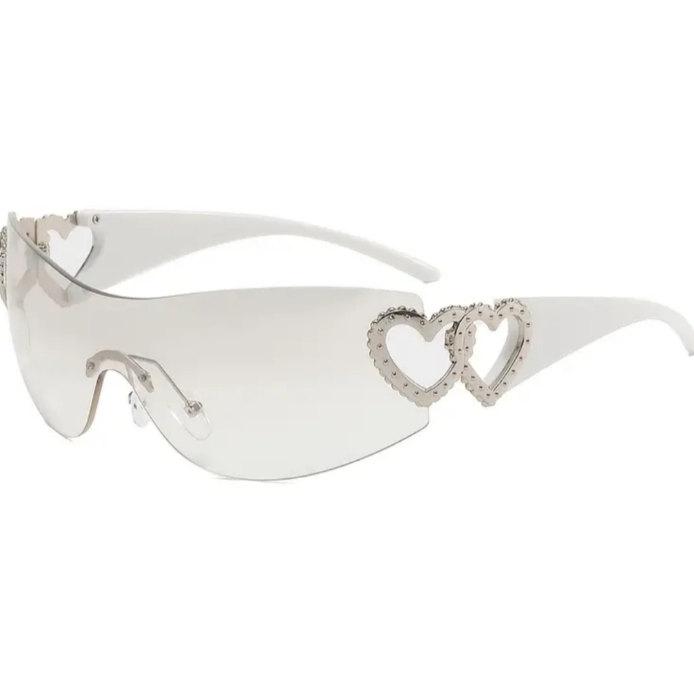New double heart white and clear sunglasses women's fashion glasses